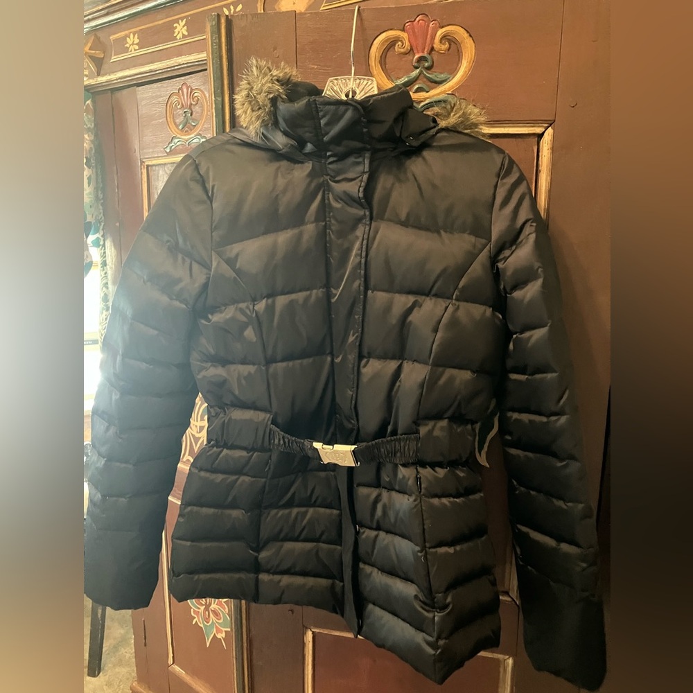 Tommy Hilfiger Black Puffer Jacket with removable Fur Hood